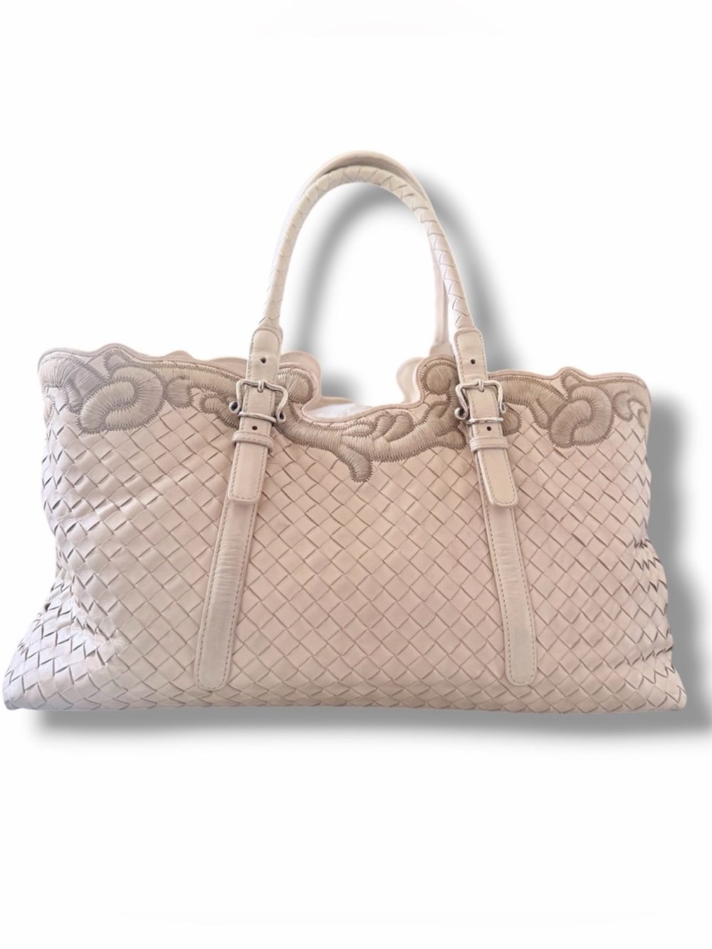 Bottega Veneta Embroidered Nappa Leather Intrecciato Tote Shoulder Bag - Picture 2 of 15